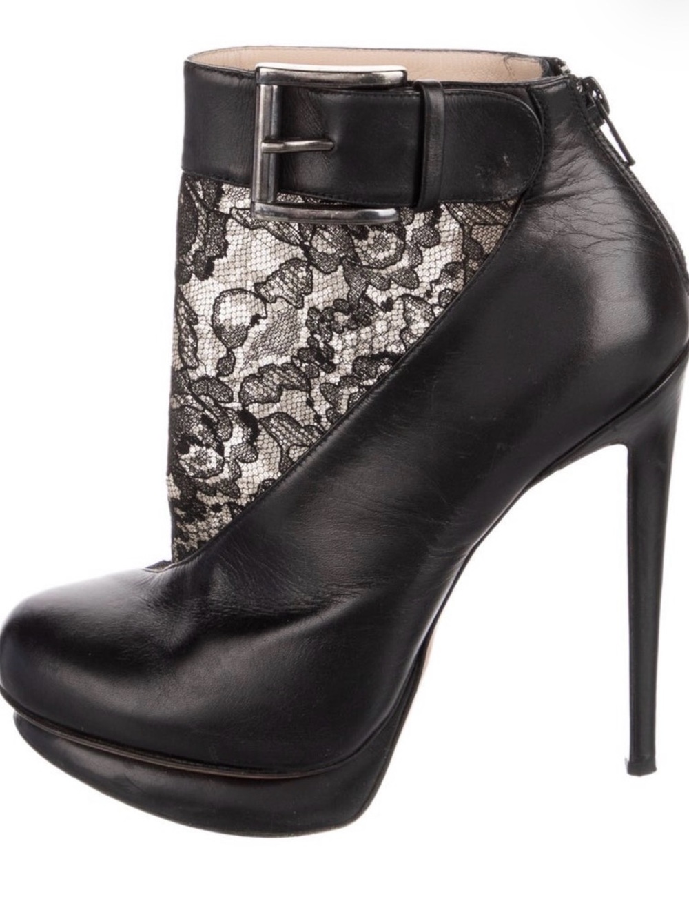 Nicholas Kirkwood Black Leather & Lace Ankle Boots